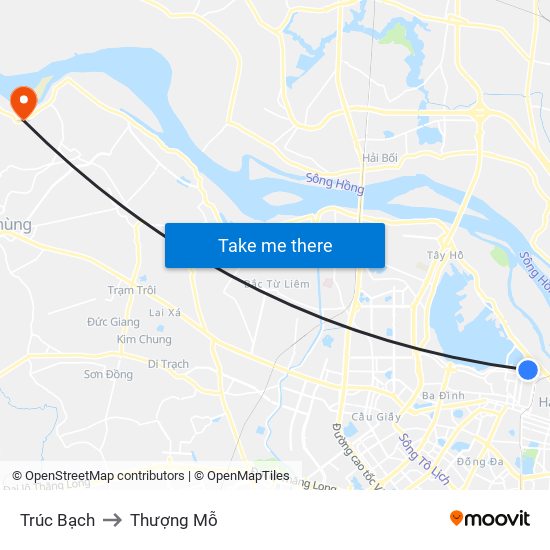 Trúc Bạch to Thượng Mỗ map