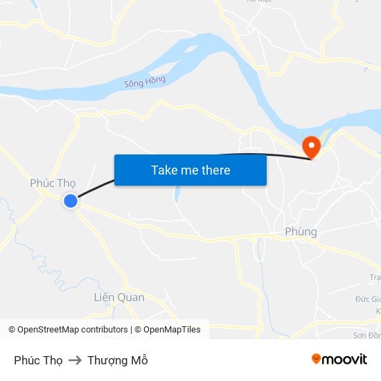 Phúc Thọ to Thượng Mỗ map