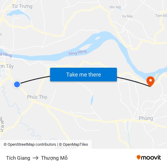 Tích Giang to Thượng Mỗ map