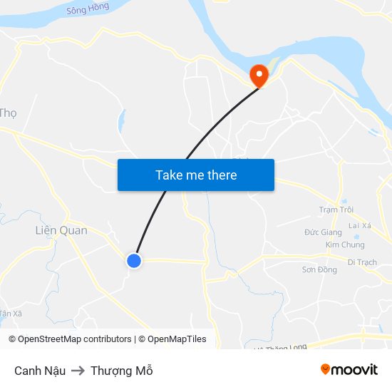 Canh Nậu to Thượng Mỗ map