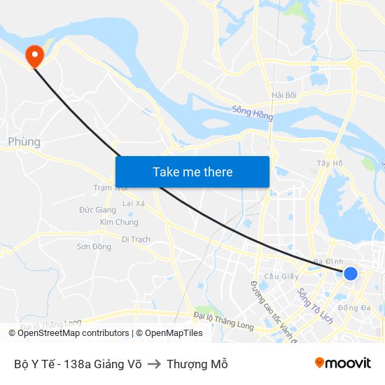 Bộ Y Tế - 138a Giảng Võ to Thượng Mỗ map