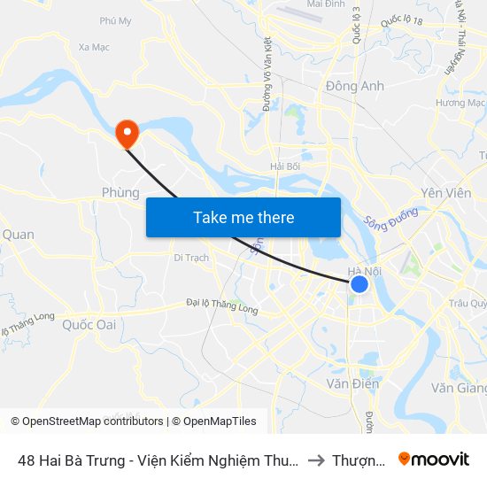 48 Hai Bà Trưng - Viện Kiểm Nghiệm Thuốc Trung Ương to Thượng Mỗ map