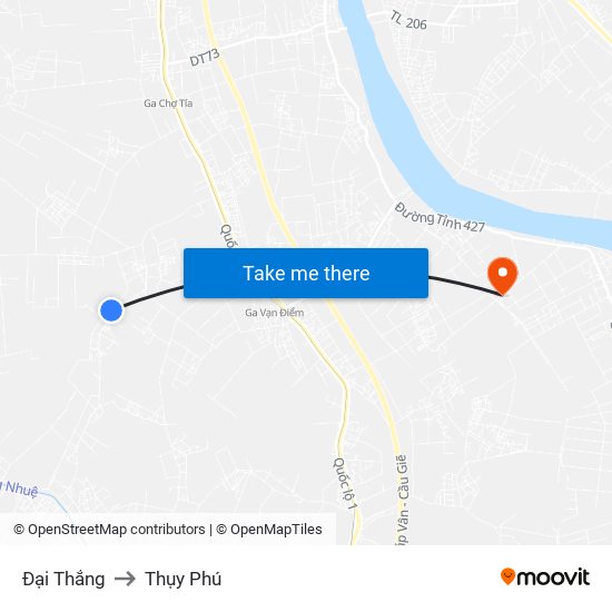 Đại Thắng to Thụy Phú map