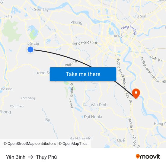 Yên Bình to Thụy Phú map