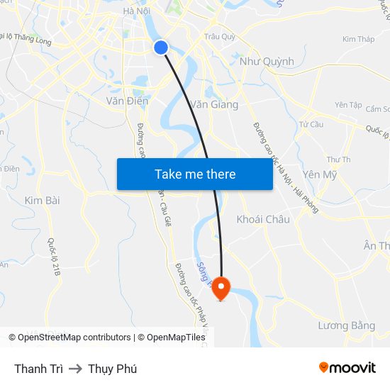 Thanh Trì to Thụy Phú map