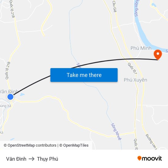 Vân Đình to Thụy Phú map