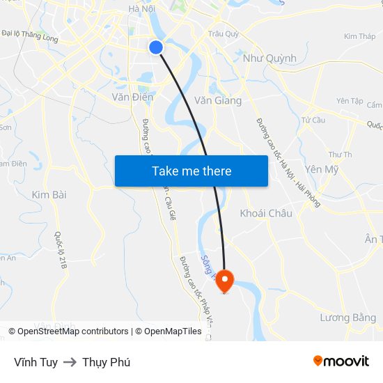 Vĩnh Tuy to Thụy Phú map