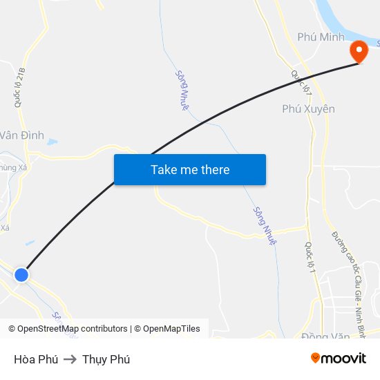 Hòa Phú to Thụy Phú map