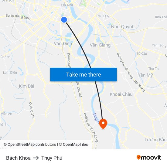 Bách Khoa to Thụy Phú map