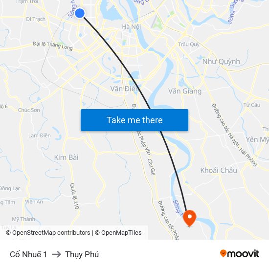 Cổ Nhuế 1 to Thụy Phú map