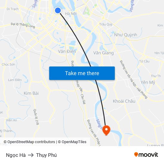 Ngọc Hà to Thụy Phú map