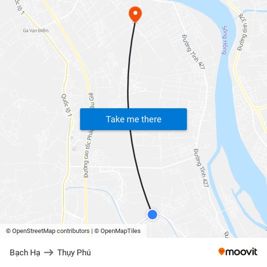 Bạch Hạ to Thụy Phú map