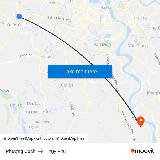 Phượng Cách to Thụy Phú map