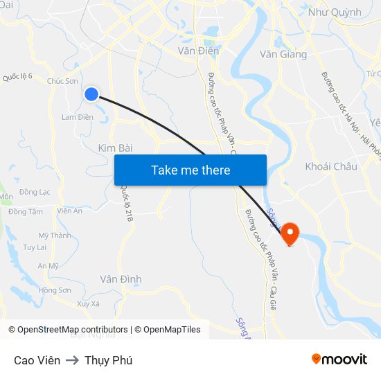 Cao Viên to Thụy Phú map