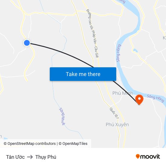 Tân Ước to Thụy Phú map