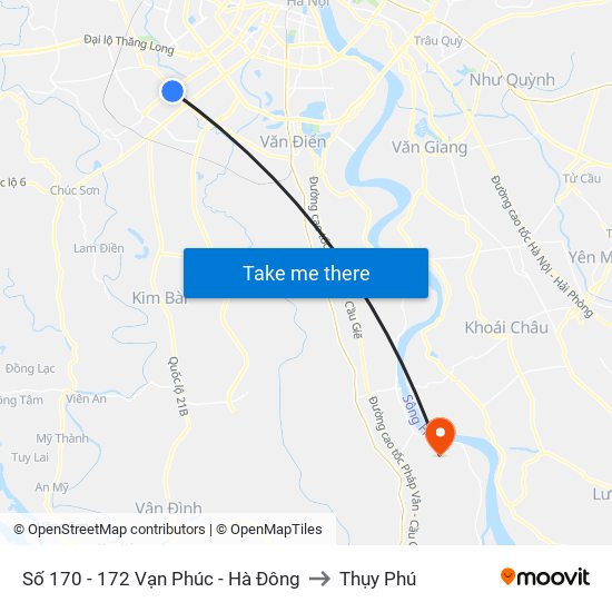 Số 170 - 172 Vạn Phúc - Hà Đông to Thụy Phú map