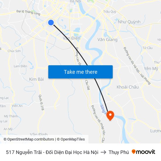 517 Nguyễn Trãi - Đối Diện Đại Học Hà Nội to Thụy Phú map