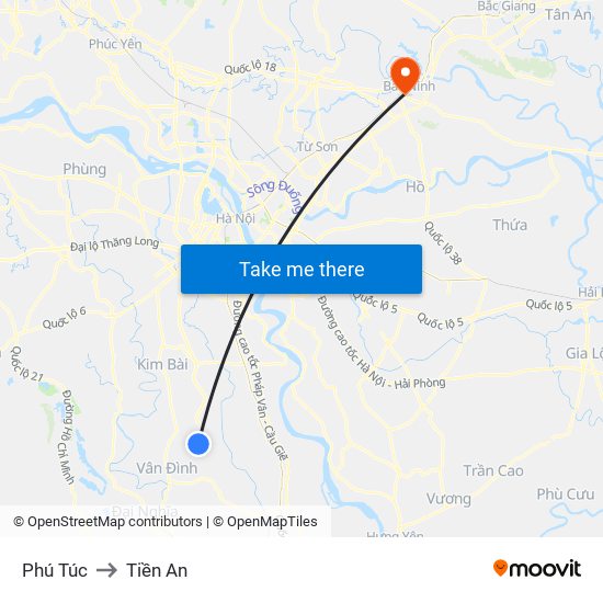 Phú Túc to Tiền An map