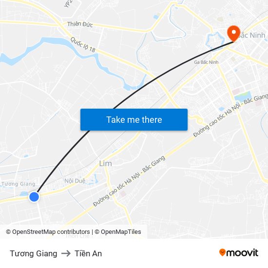 Tương Giang to Tiền An map