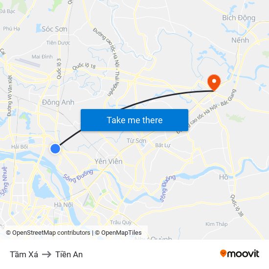 Tầm Xá to Tiền An map