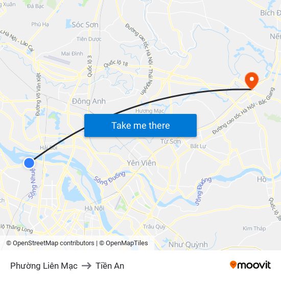 Phường Liên Mạc to Tiền An map