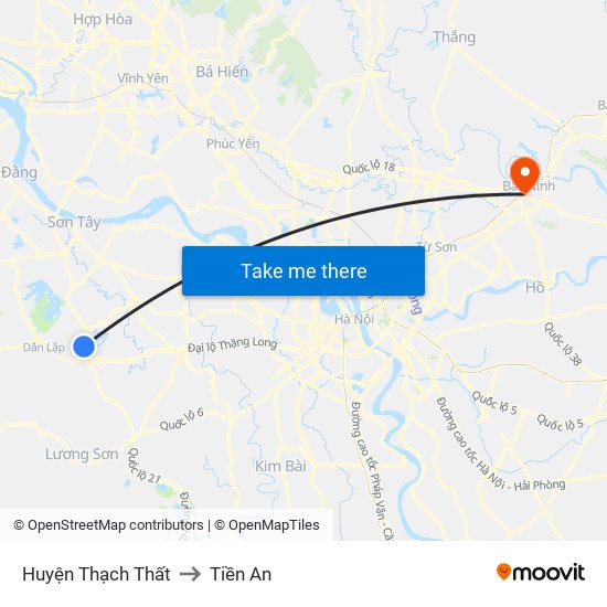 Huyện Thạch Thất to Tiền An map