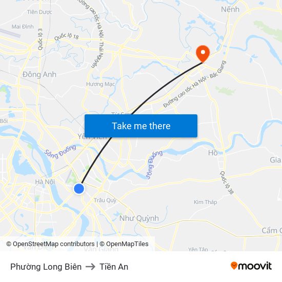 Phường Long Biên to Tiền An map