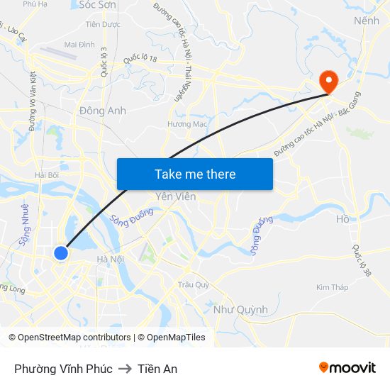 Phường Vĩnh Phúc to Tiền An map