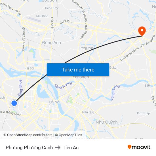 Phường Phương Canh to Tiền An map