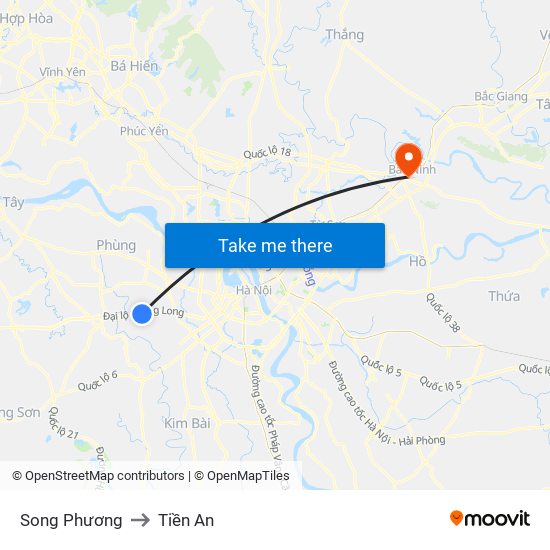 Song Phương to Tiền An map