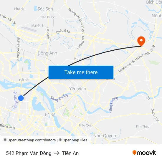 542 Phạm Văn Đồng to Tiền An map