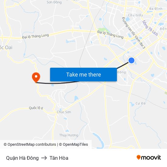 Quận Hà Đông to Tân Hòa map