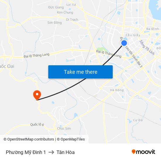 Phường Mỹ Đình 1 to Tân Hòa map