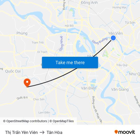 Thị Trấn Yên Viên to Tân Hòa map