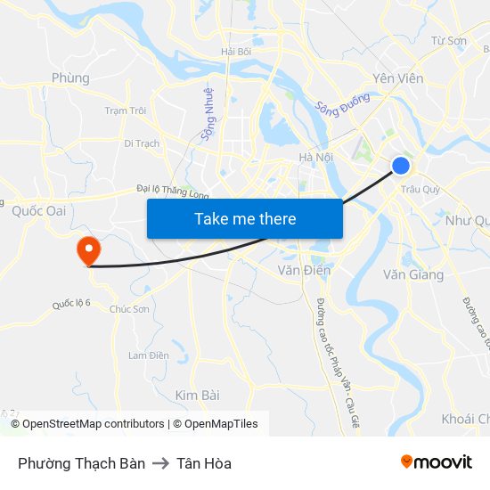 Phường Thạch Bàn to Tân Hòa map