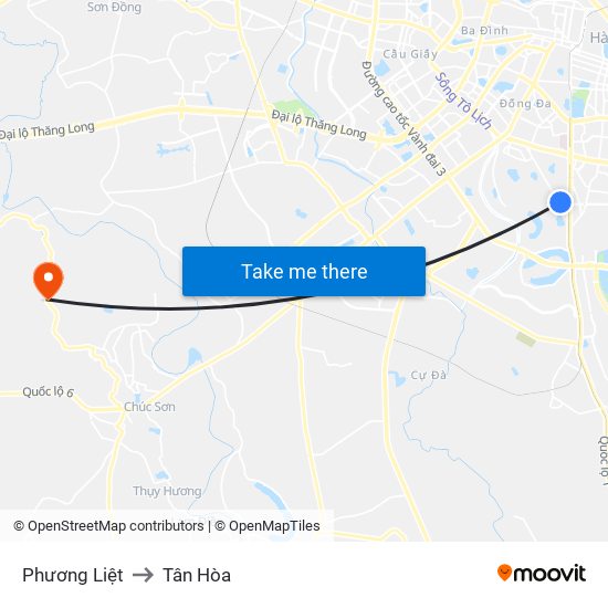 Phương Liệt to Tân Hòa map