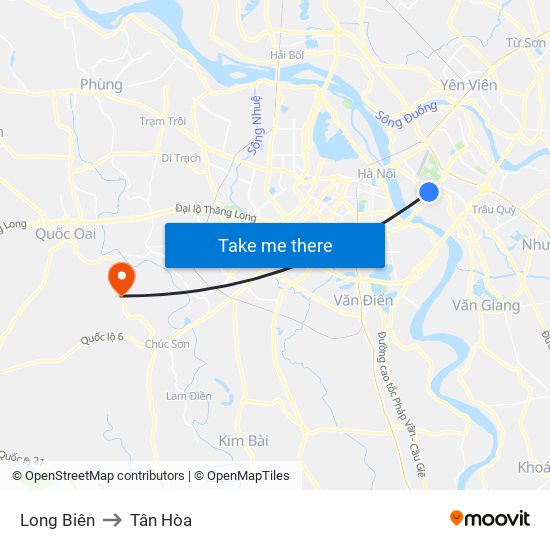 Long Biên to Tân Hòa map