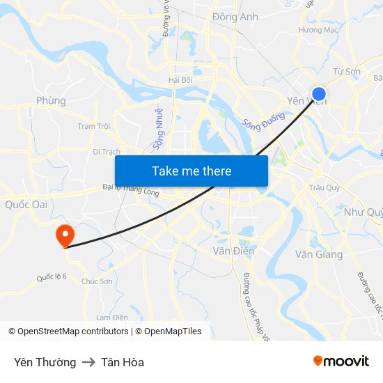 Yên Thường to Tân Hòa map