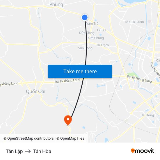 Tân Lập to Tân Hòa map