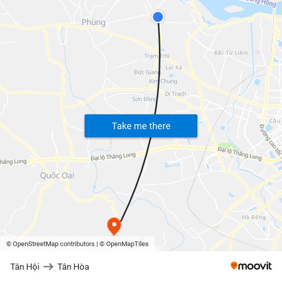 Tân Hội to Tân Hòa map