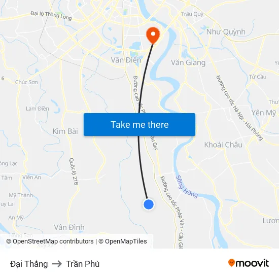 Đại Thắng to Trần Phú map
