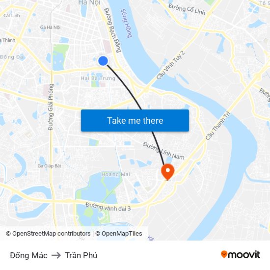 Đống Mác to Trần Phú map