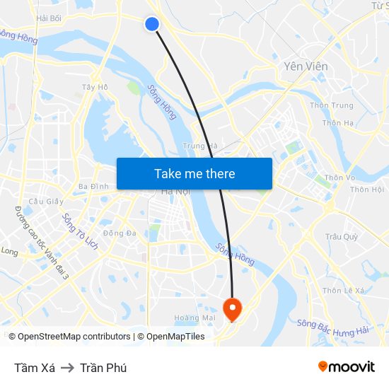Tầm Xá to Trần Phú map