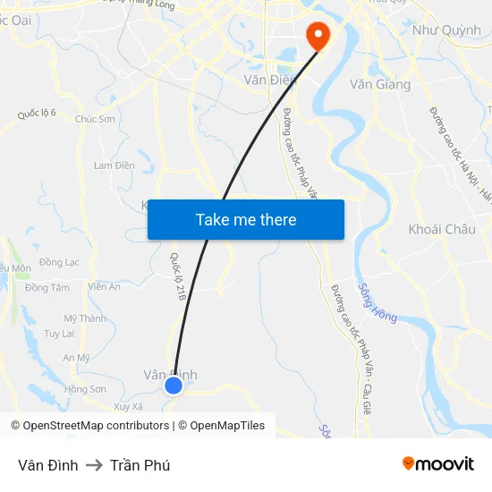 Vân Đình to Trần Phú map