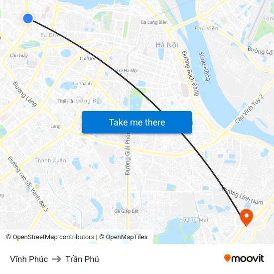Vĩnh Phúc to Trần Phú map