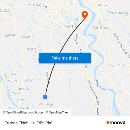 Trường Thịnh to Trần Phú map