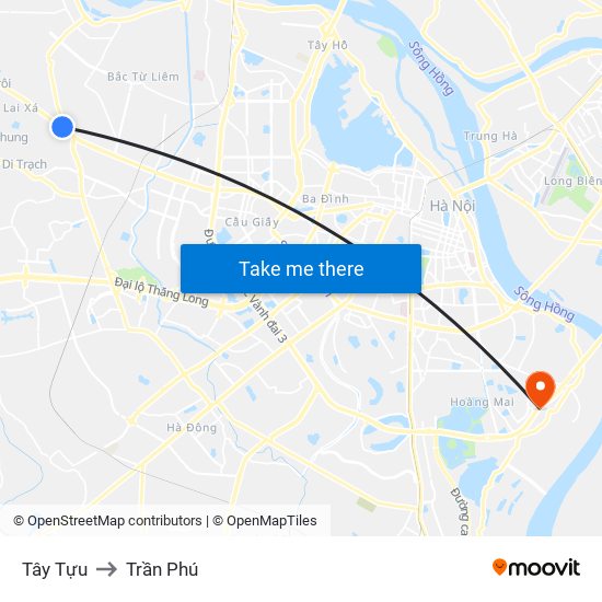 Tây Tựu to Trần Phú map