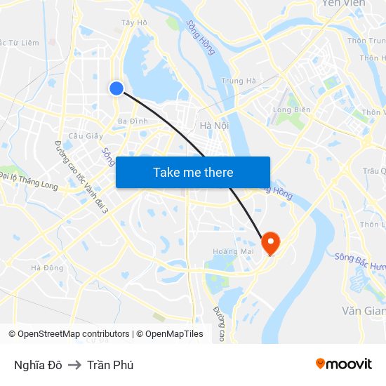 Nghĩa Đô to Trần Phú map