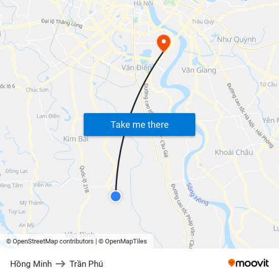 Hồng Minh to Trần Phú map