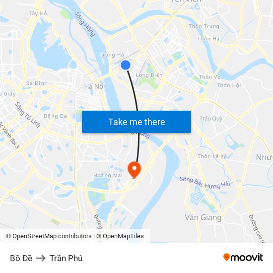 Bồ Đề to Trần Phú map